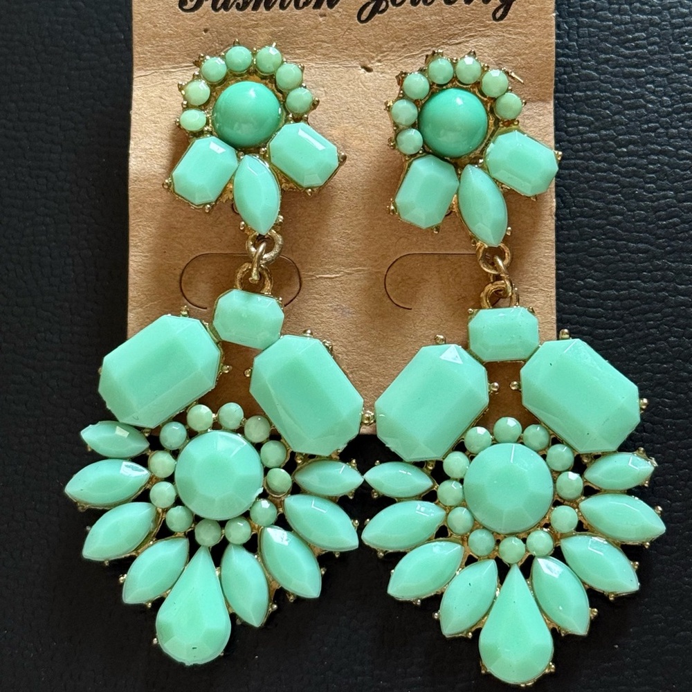 Chunky Mint Green Statement Earrings